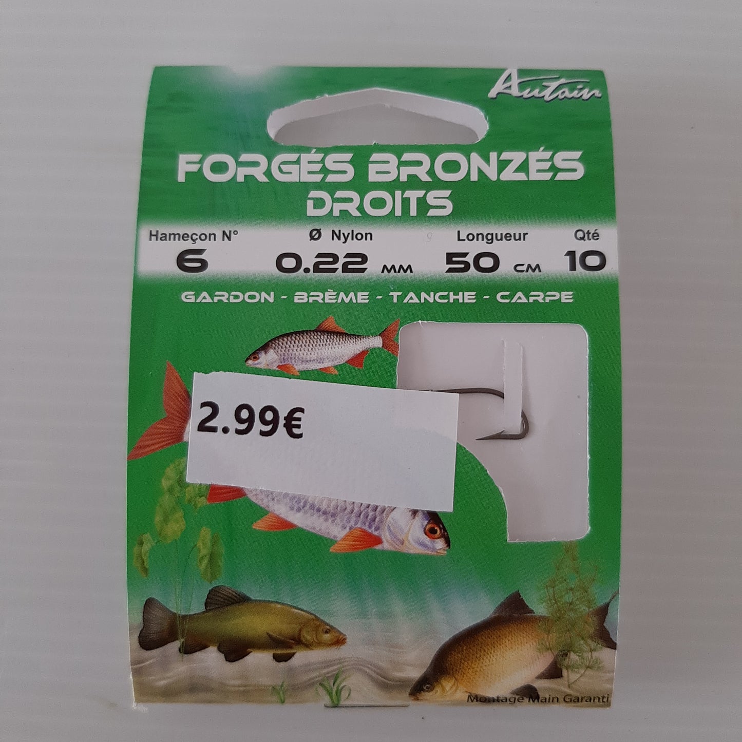 Hameçons montés Bronzés Droits 50cm Autain X10 au magasin de pêche Compagnie Vegetal à Créhange en Moselle