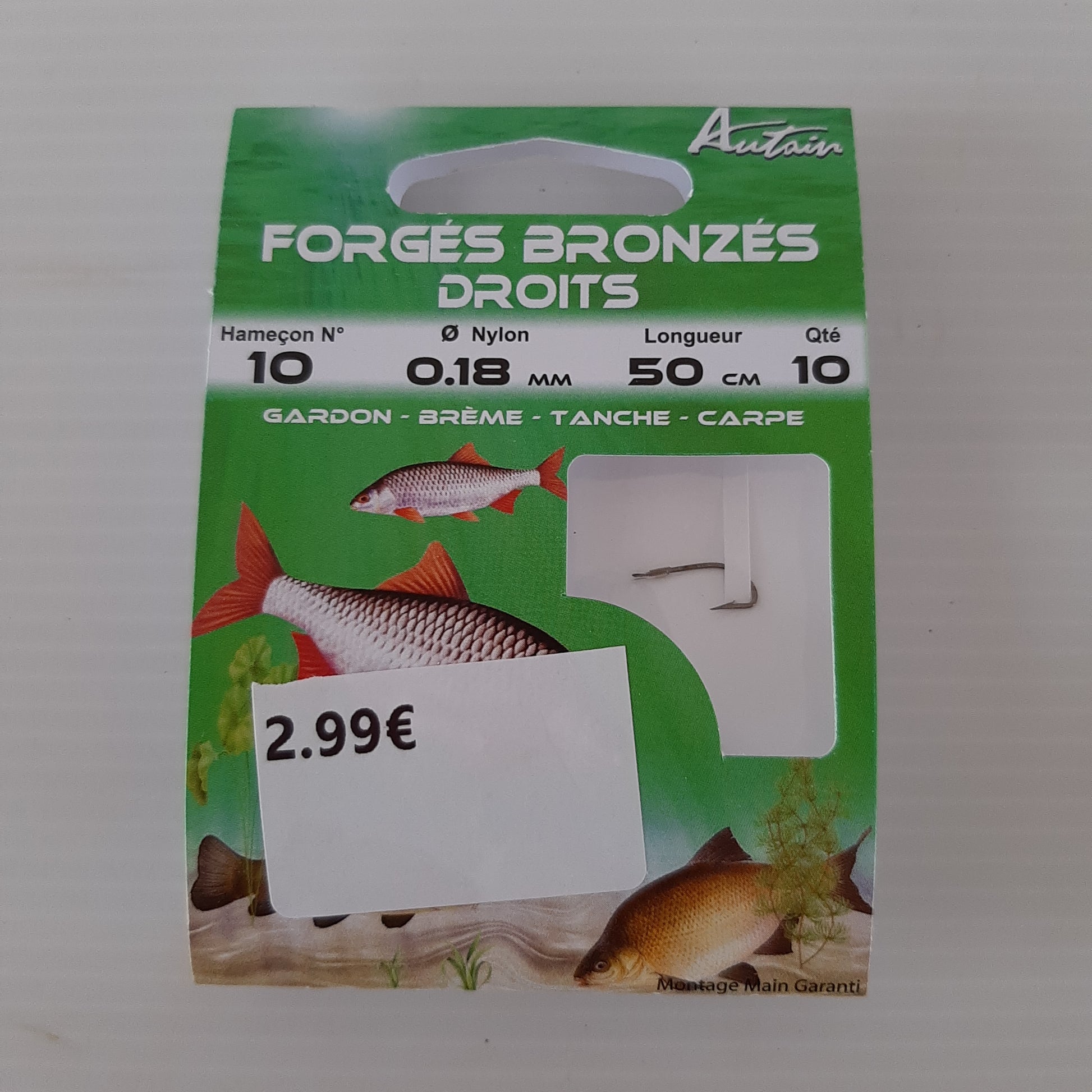 Hameçons montés Bronzés Droits 50cm Autain X10 au magasin de pêche Compagnie Vegetal à Créhange en Moselle