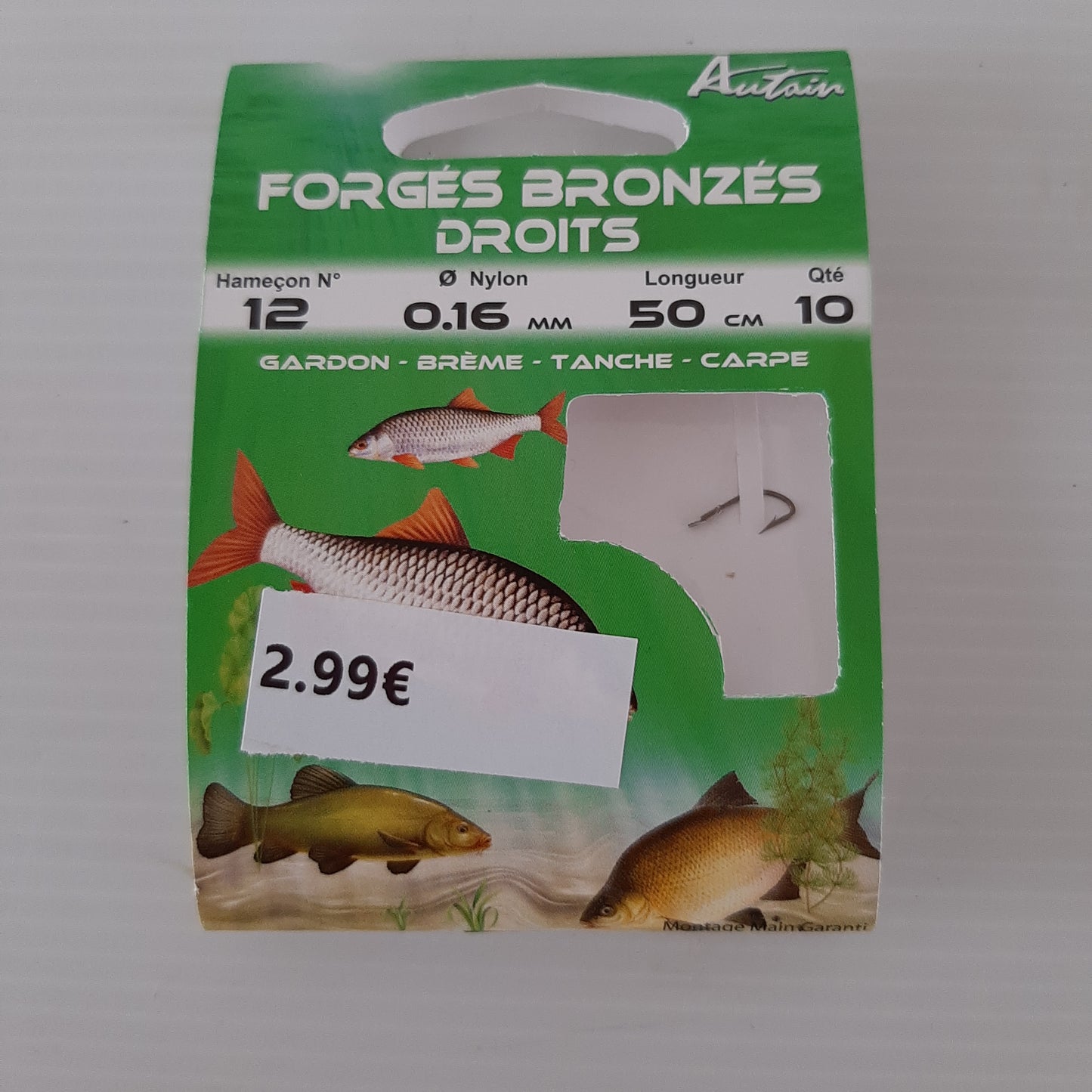 Hameçons montés Bronzés Droits 50cm Autain X10 au magasin de pêche Compagnie Vegetal à Créhange en Moselle