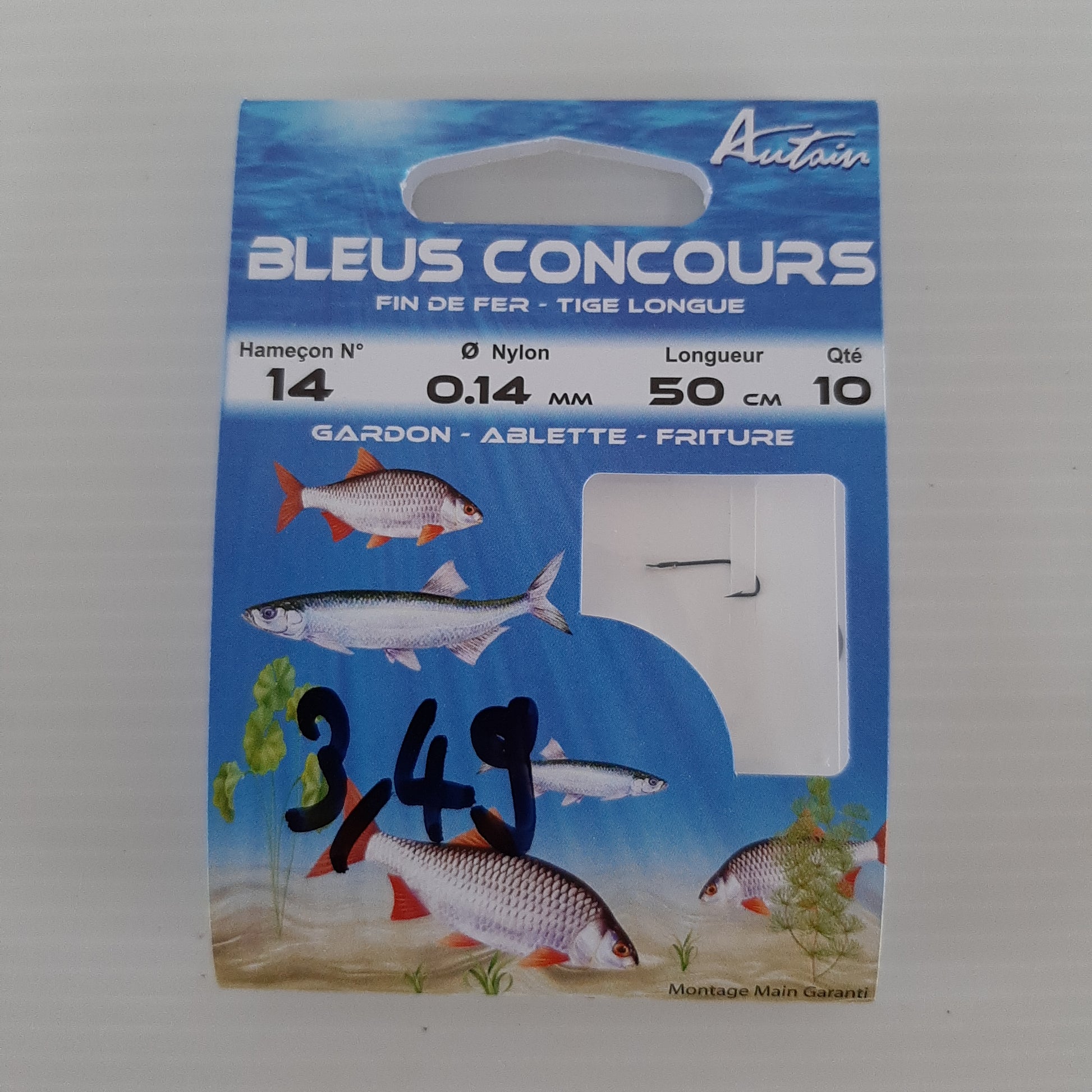 Hameçons montés bleus concours 50cm Autain X10 au magasin de pêche Compagnie Vegetal à Créhange en Moselle