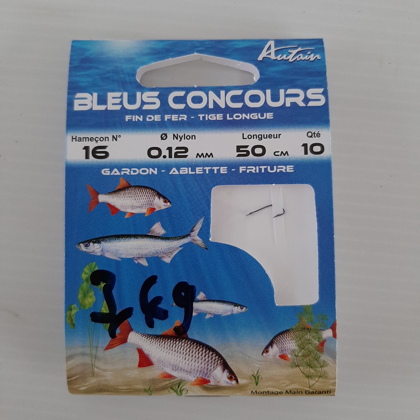 Hameçons montés bleus concours 50cm Autain X10 au magasin de pêche Compagnie Vegetal à Créhange en Moselle