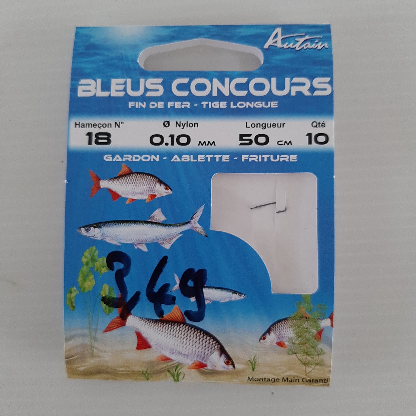 Hameçons montés bleus concours 50cm Autain X10 au magasin de pêche Compagnie Vegetal à Créhange en Moselle