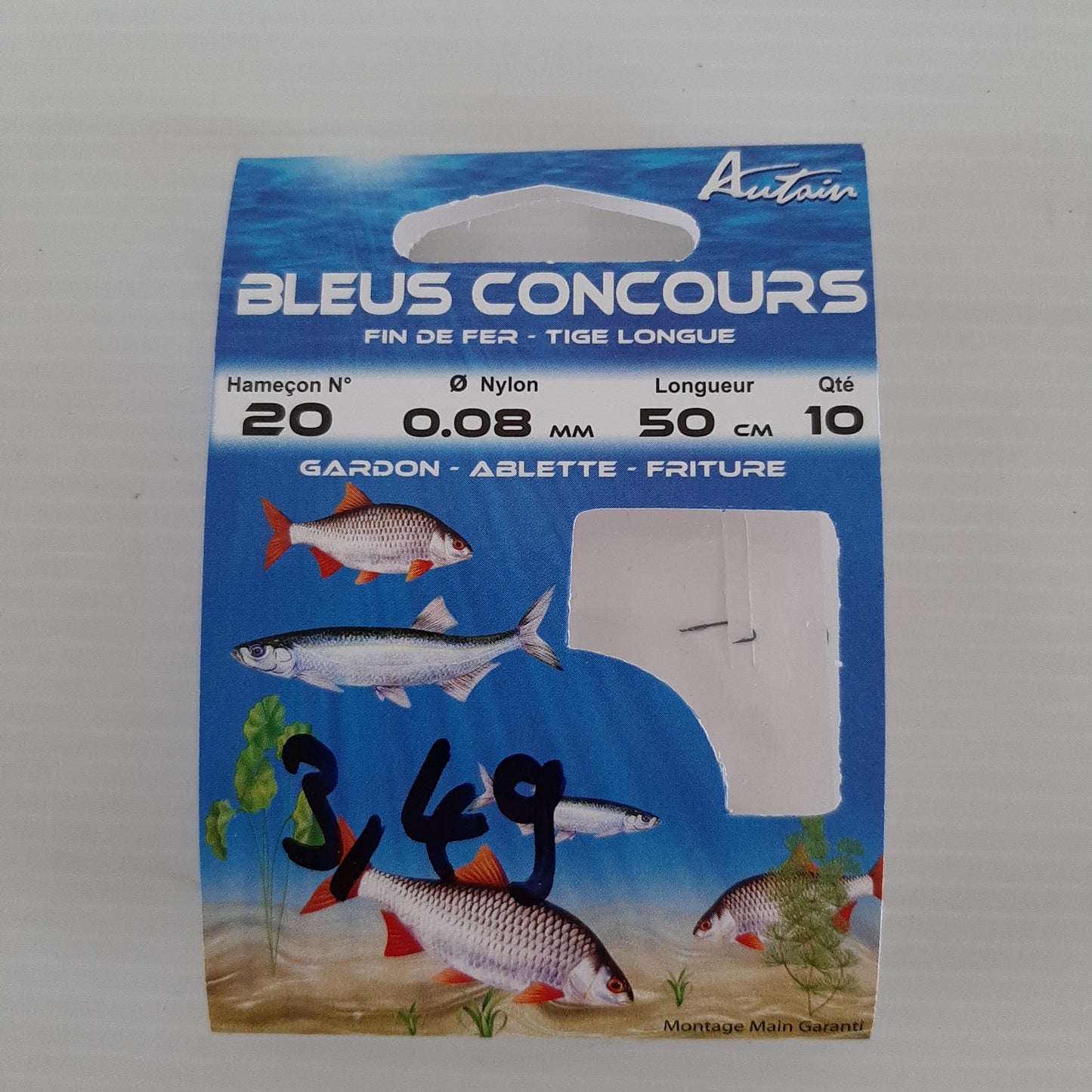 Hameçons montés bleus concours 50cm Autain X10 au magasin de pêche Compagnie Vegetal à Créhange en Moselle