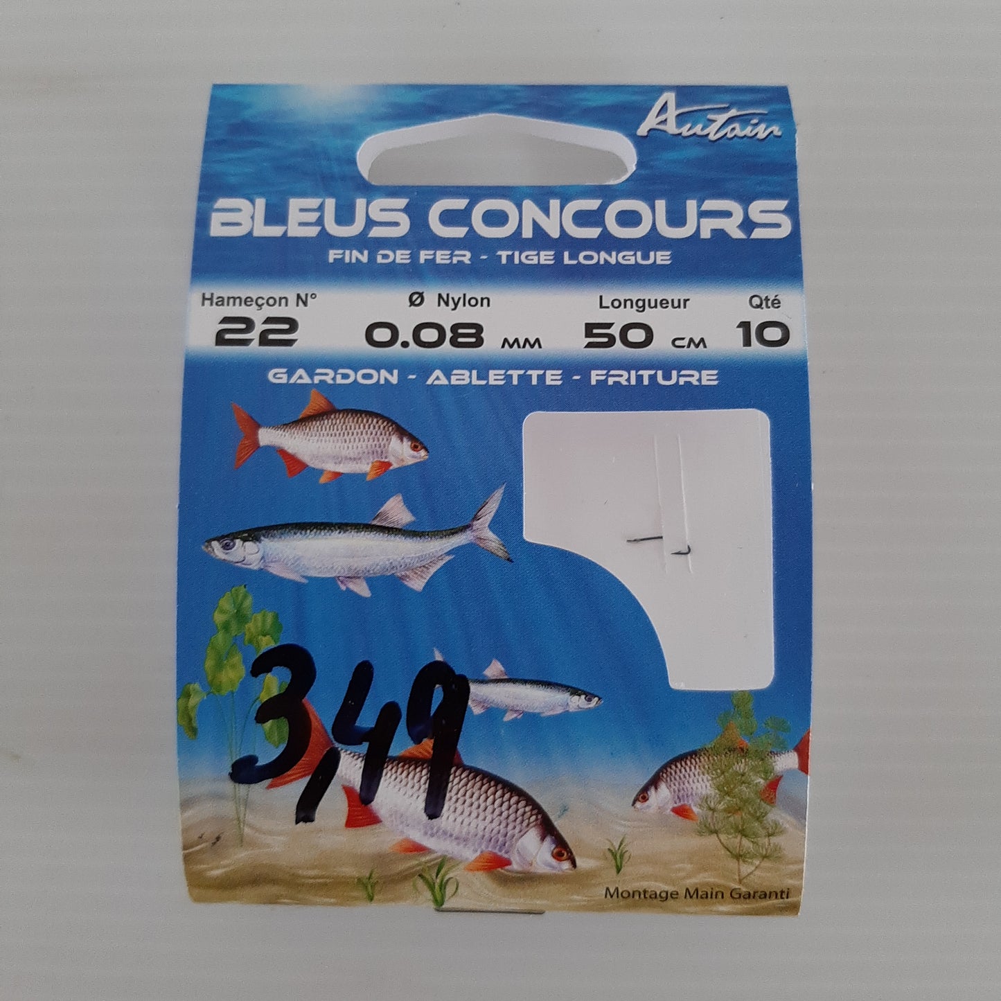 Hameçons montés bleus concours 50cm Autain X10 au magasin de pêche Compagnie Vegetal à Créhange en Moselle