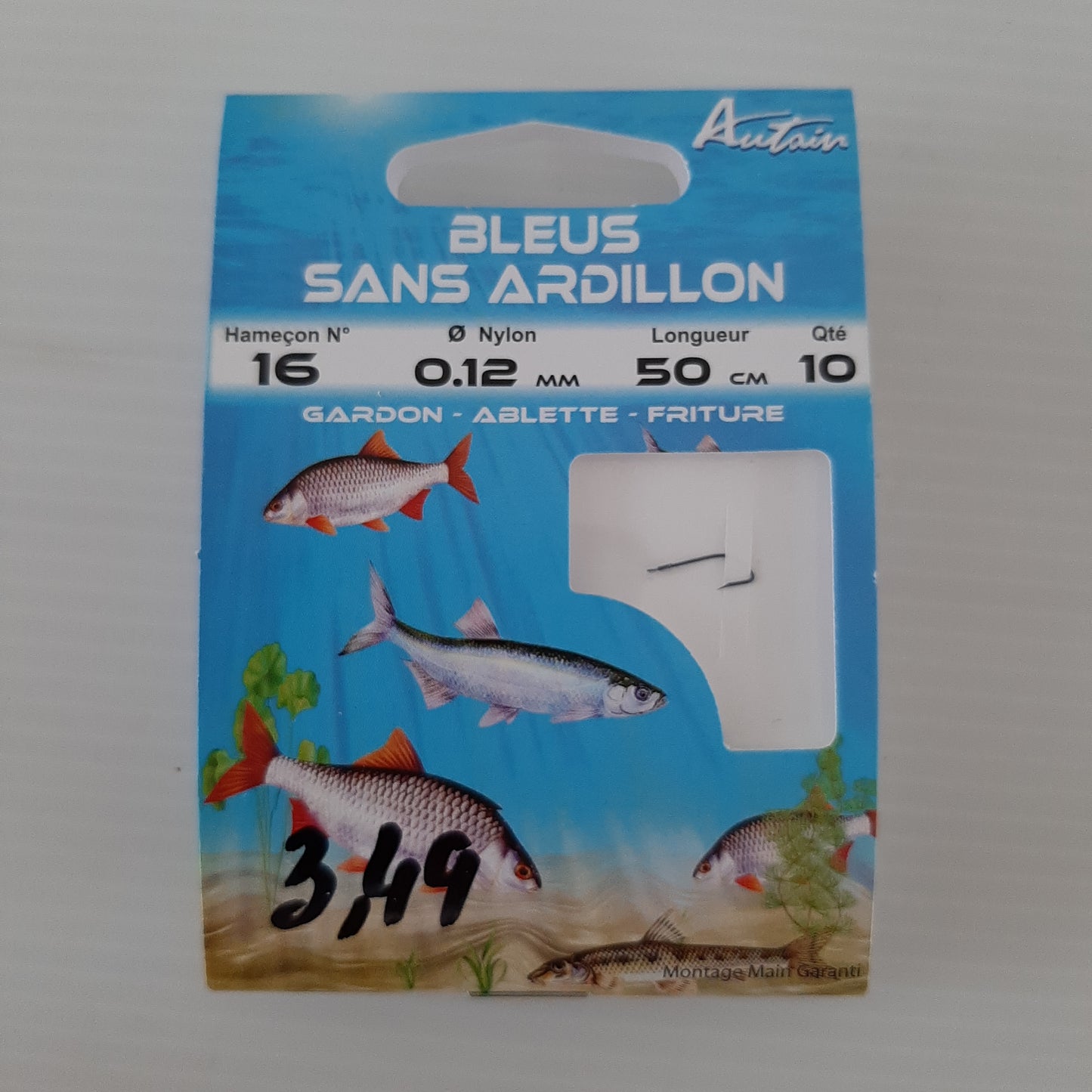 Hameçons montés bleus sans ardillon 50cm Autain X10 au magasin de pêche Compagnie Vegetal à Créhange en Moselle