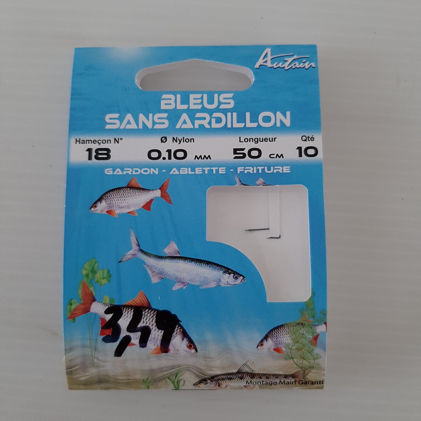 Hameçons montés bleus sans ardillon 50cm Autain X10 au magasin de pêche Compagnie Vegetal à Créhange en Moselle