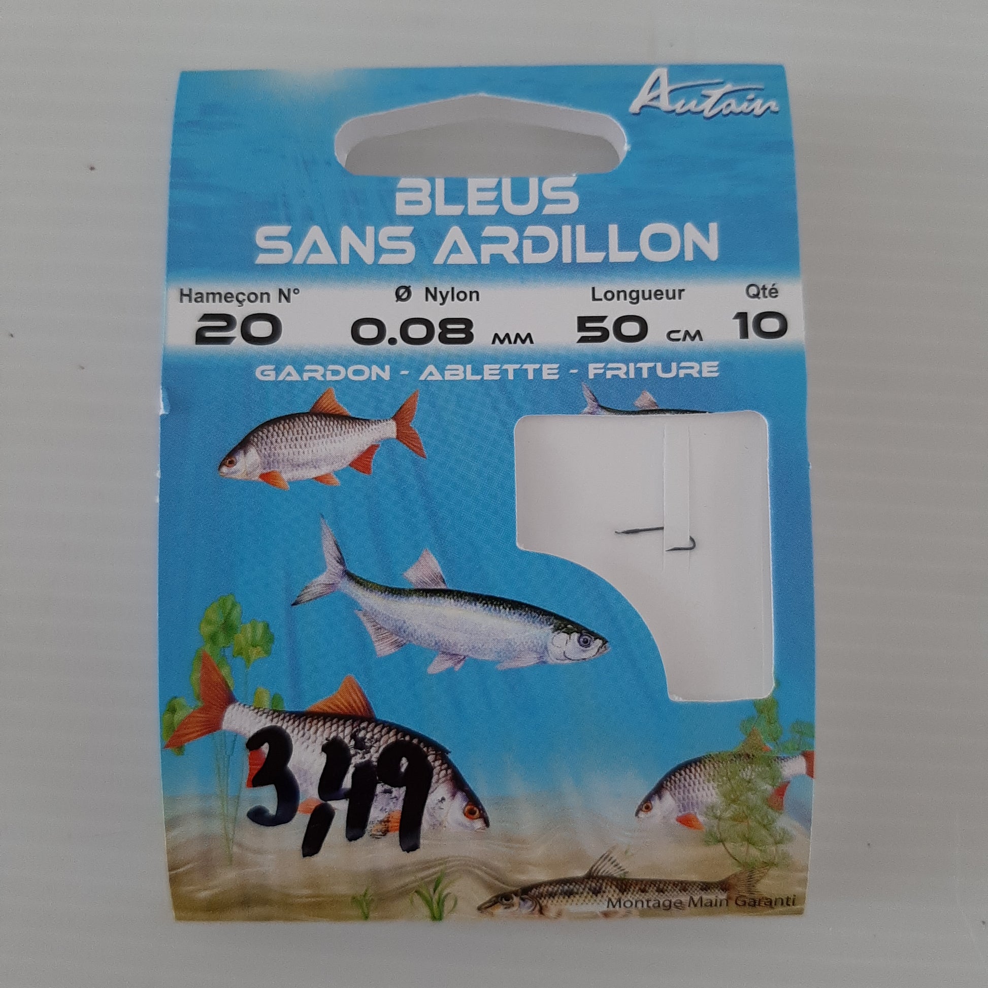 Hameçons montés bleus sans ardillon 50cm Autain X10 au magasin de pêche Compagnie Vegetal à Créhange en Moselle