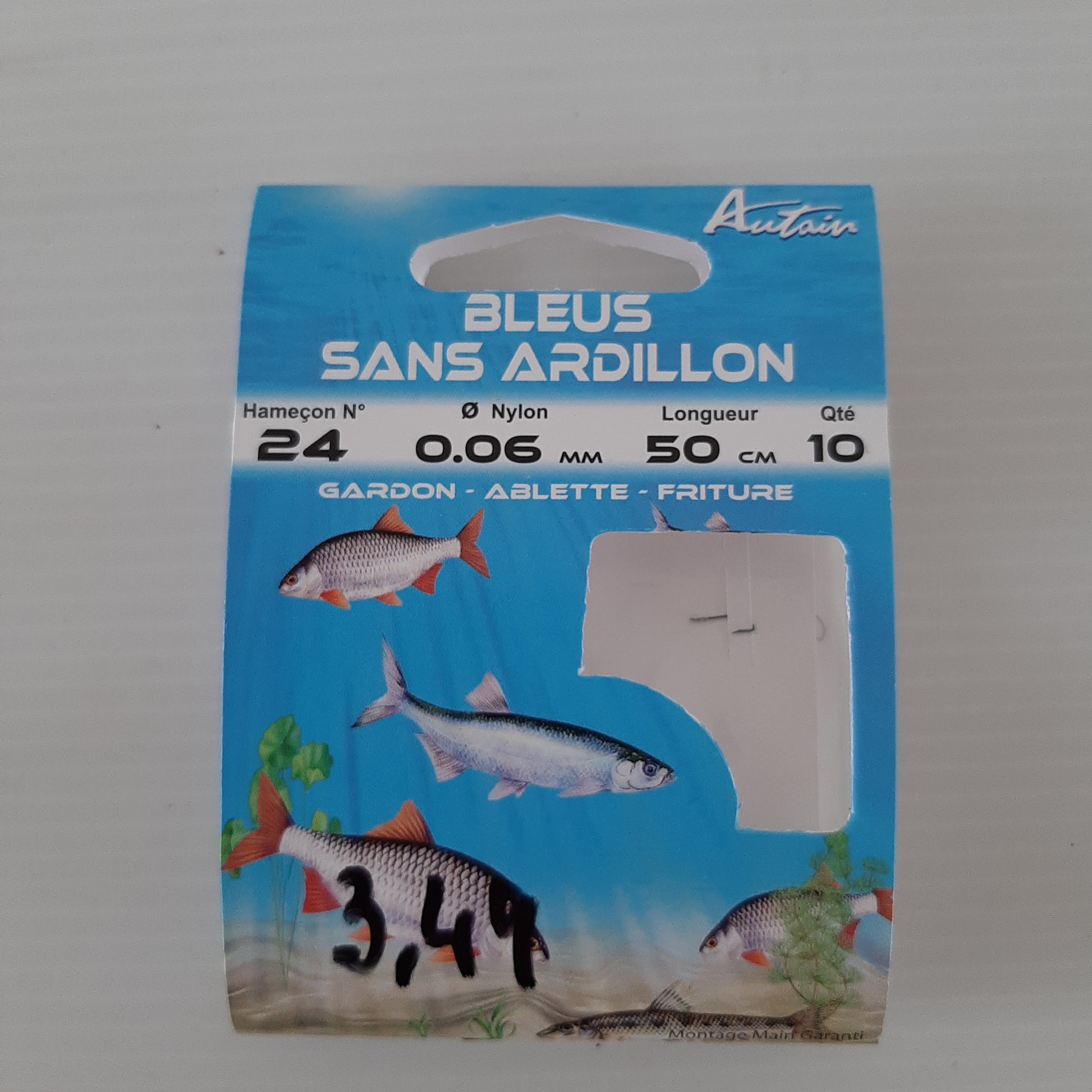 Hameçons montés bleus sans ardillon 50cm Autain X10 au magasin de pêche Compagnie Vegetal à Créhange en Moselle