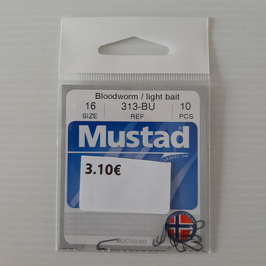 Hameçons Mustad Bloodworm X10 au magasin de pêche Compagnie Vegetal à Créhange en Moselle